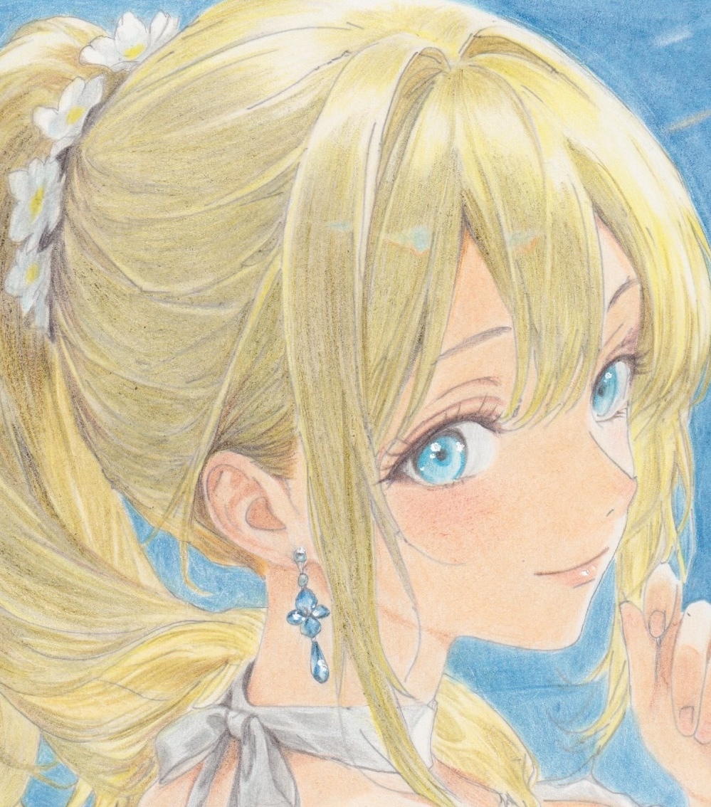 [ один пункт предмет ] оригинал Blond "конский хвост" прекрасный женщина рука .. искусство постер иллюстрации исходная картина A4 размер рукописный текст .