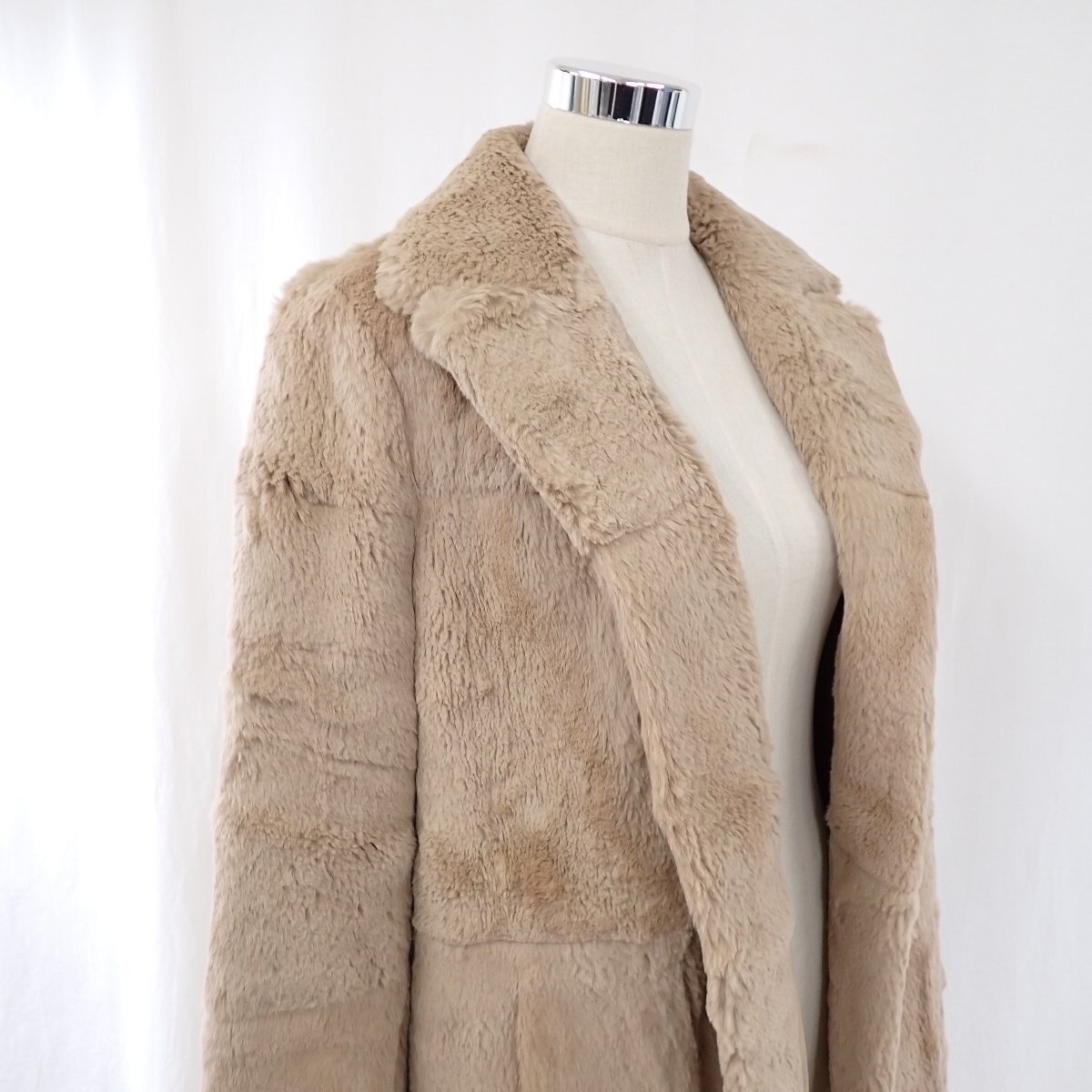 ★i BLUES/イブルース 毛皮コート 40/レディースM～L相当/ブラウン系/ラビットファー/フロントオープン&1976800136_画像3