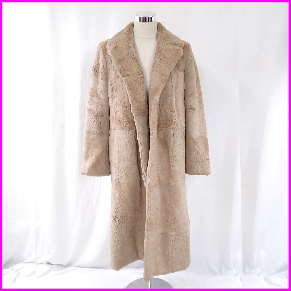 ★i BLUES/イブルース 毛皮コート 40/レディースM～L相当/ブラウン系/ラビットファー/フロントオープン&1976800136_画像1