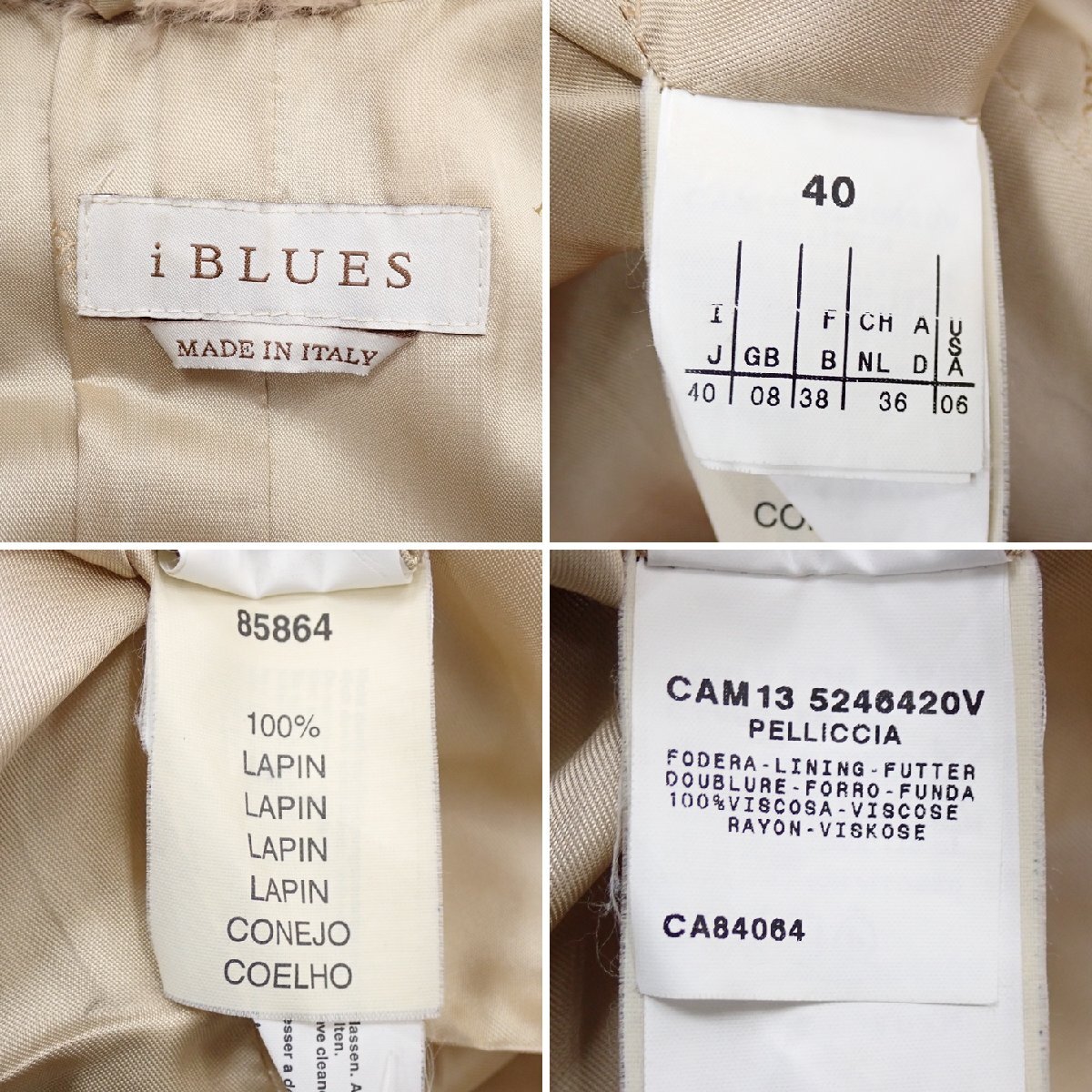 ★i BLUES/イブルース 毛皮コート 40/レディースM～L相当/ブラウン系/ラビットファー/フロントオープン&1976800136_画像5