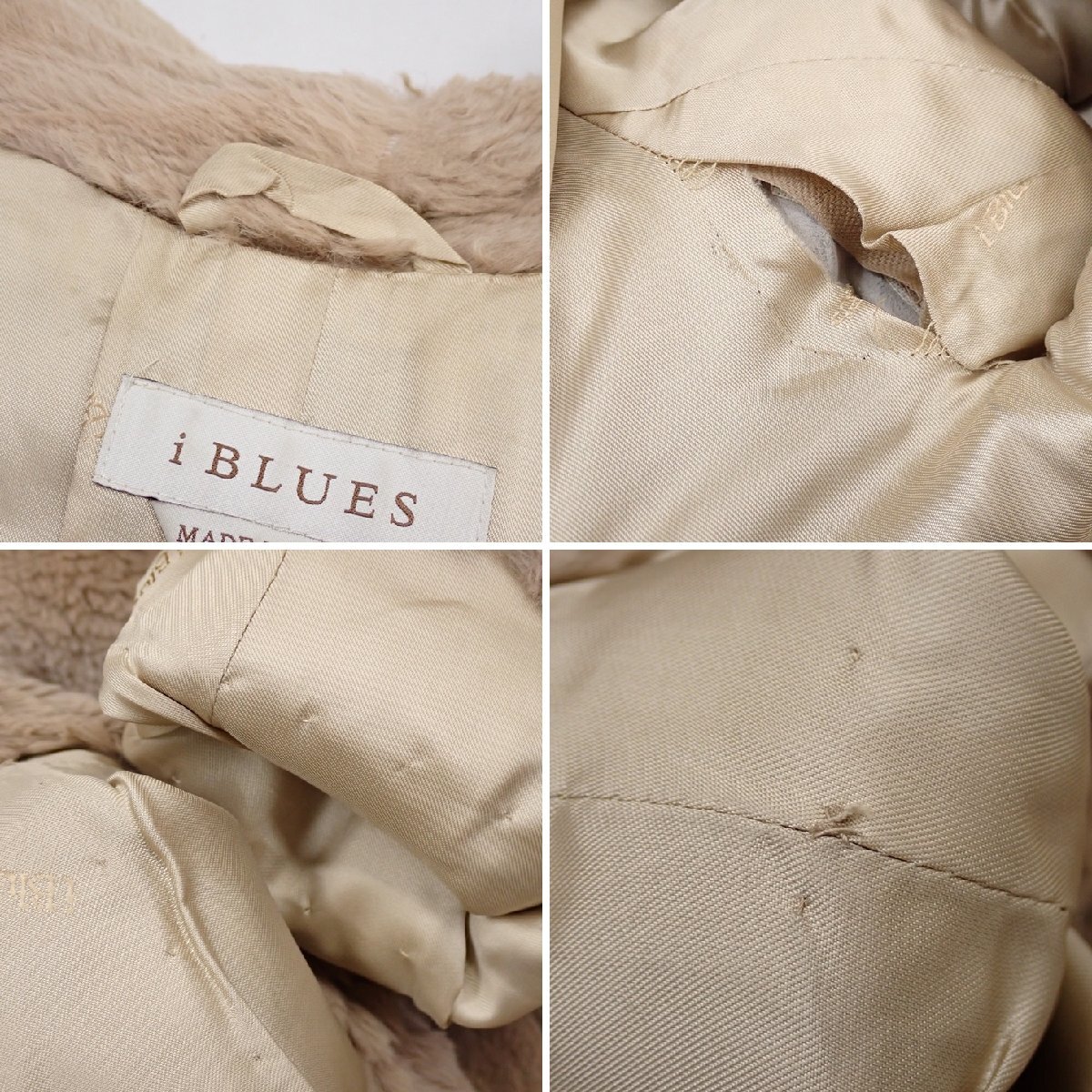 ★i BLUES/イブルース 毛皮コート 40/レディースM～L相当/ブラウン系/ラビットファー/フロントオープン&1976800136_画像6