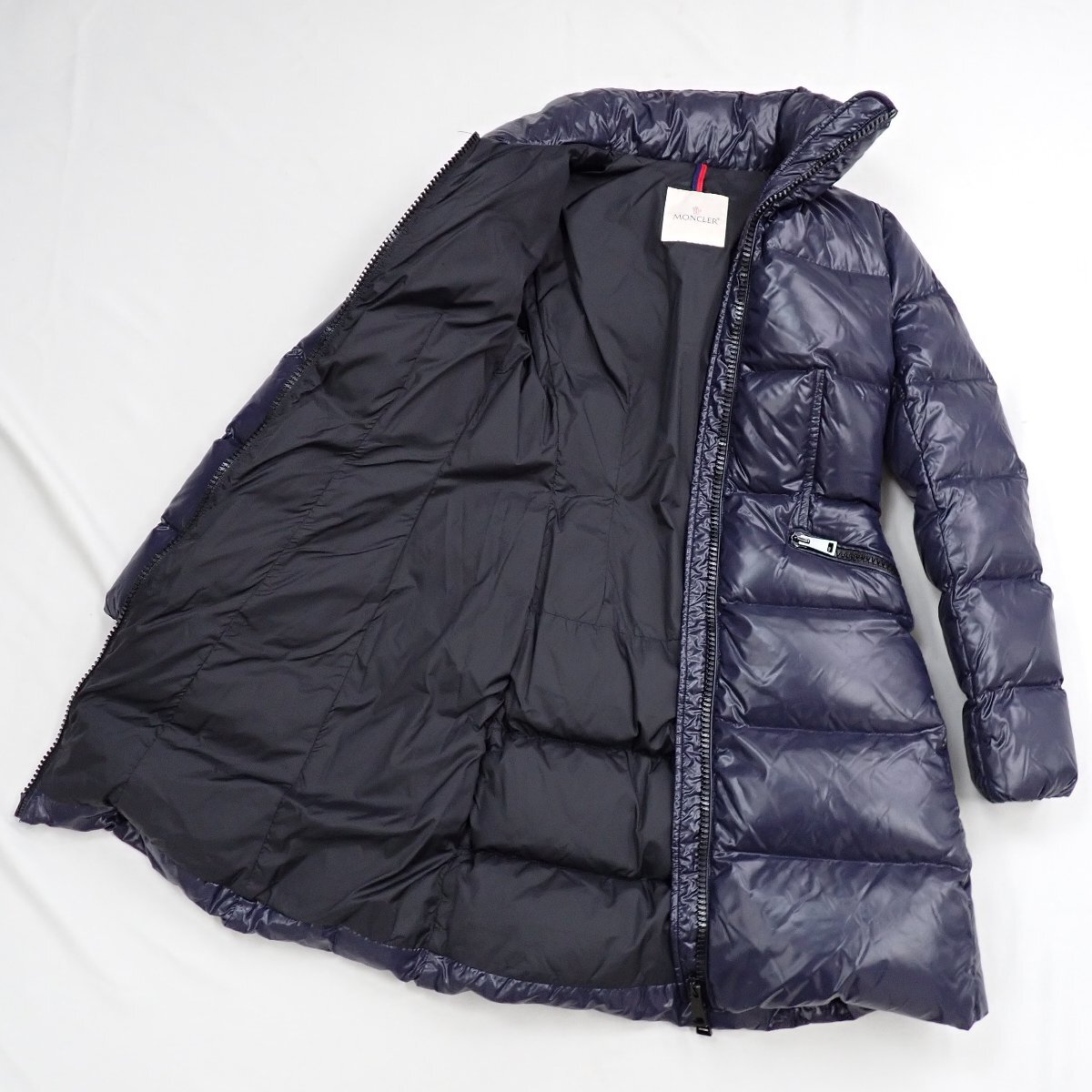 ★MONCLER/モンクレール JASMINUM/ジャスミナム ダウンコート 0/レディースS相当/ネイビー/ナイロン100%/スタンドカラー&1708500109_画像4