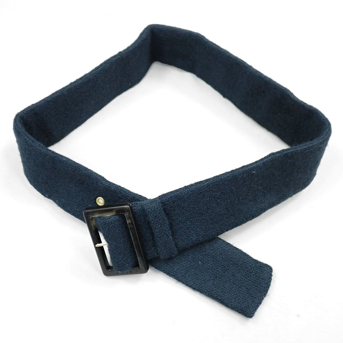 ★CELINE/セリーヌ ステンカラーコート 36/レディースS相当/ダークグリーン系/ウール100％/リボン付き/比翼仕立て&2126300007_画像6