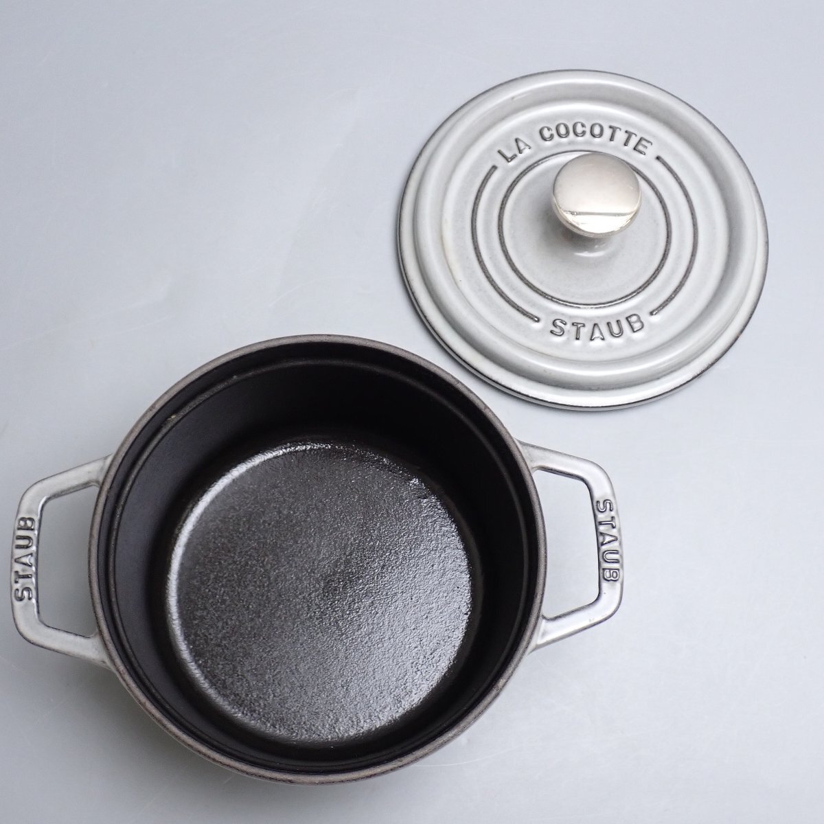 *STAUB/ -тактный ub pico *ko раскладушка раунд 16cm/ серый / чугун / сигнал low кастрюля / кастрюля с двумя ручками / кухонная утварь &1098400024