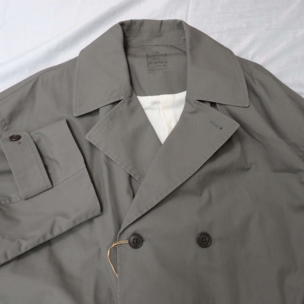 □未使用 無印良品 トレンチコート 男女兼用 L-XL/グレイッシュブラウン/コットン100%/アウター/タグ・ハンガー付き&2186000009_画像3