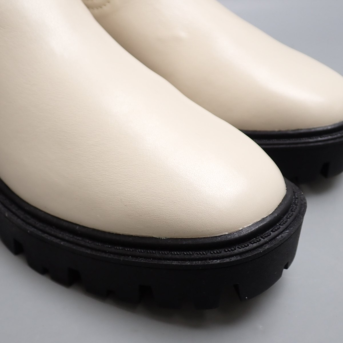 ★未使用 SENSE OF PLACE/センスオブプレイス ボリュームソールニットブーツ L/レディース24～24.5cm相当/アイボリー/レザー&2186400015_画像5