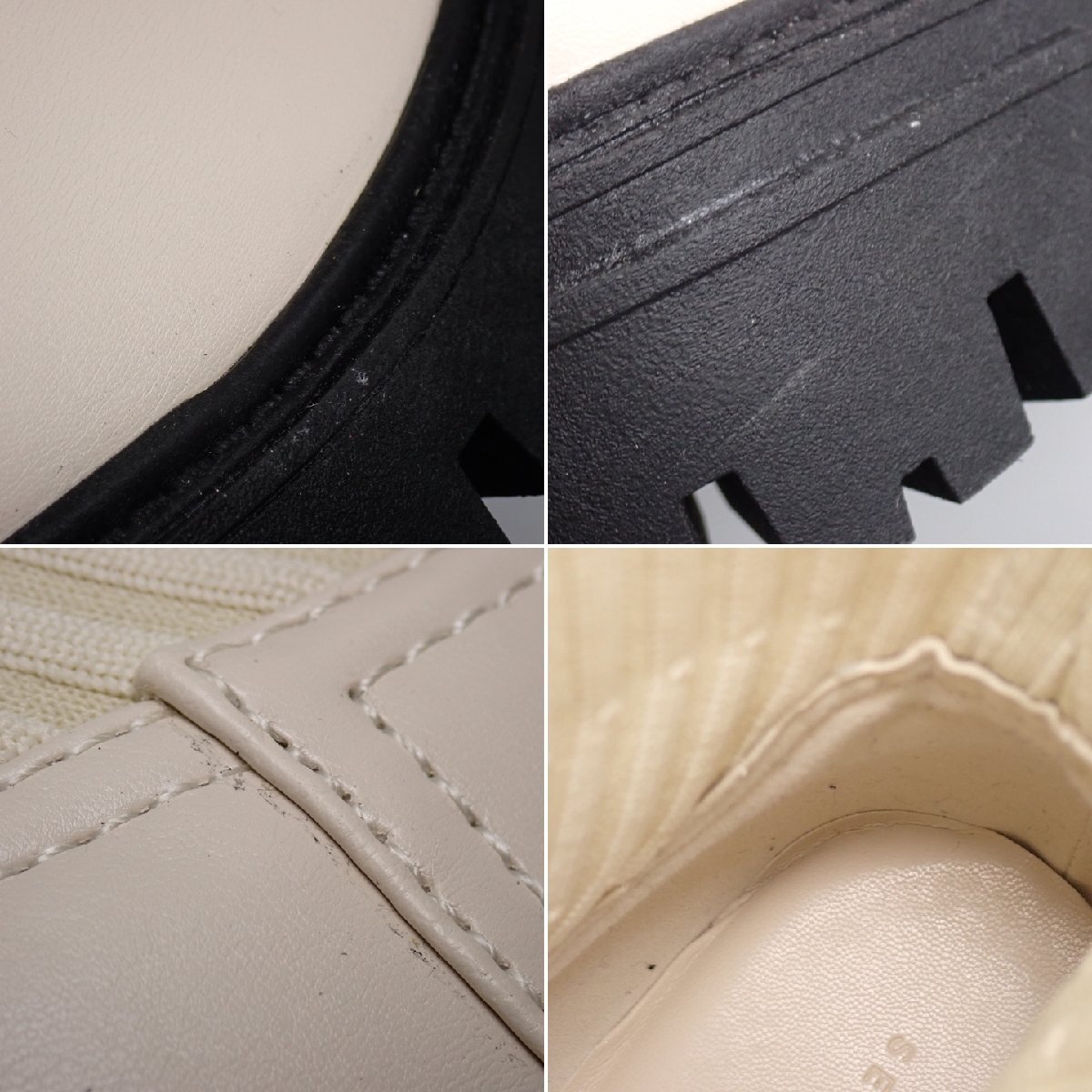 ★未使用 SENSE OF PLACE/センスオブプレイス ボリュームソールニットブーツ L/レディース24～24.5cm相当/アイボリー/レザー&2186400015_画像7