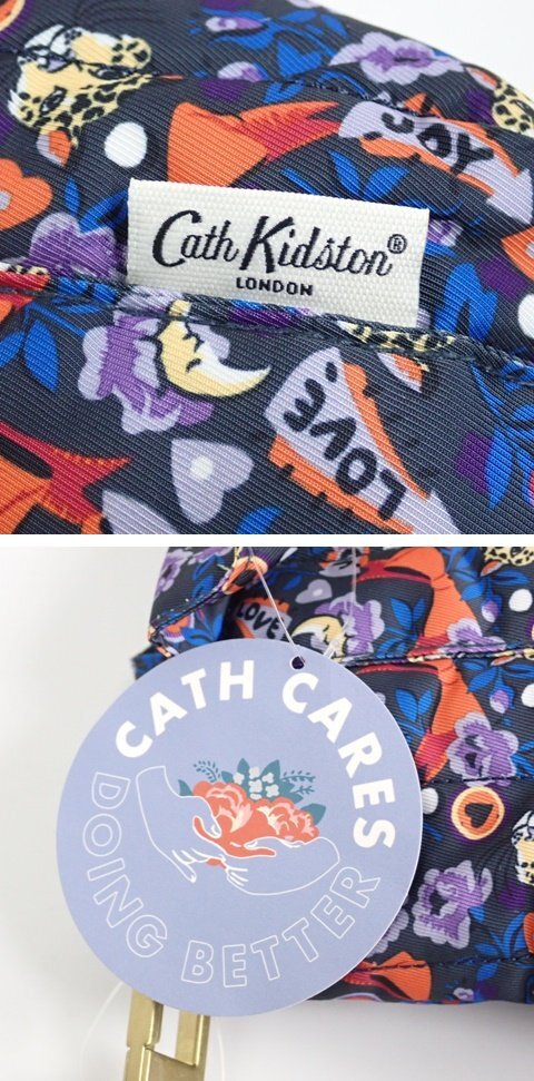 ★未使用 Cath Kidston/キャスキッドソン 2wayハンドバッグ ダークグレー×パープル系/花柄/ショルダーベルト付き&2104600038_画像8