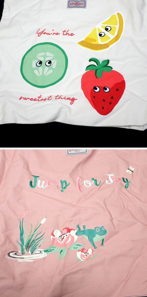 ★未使用 Cath Kidston/キャスキッドソン トートバッグ 2点セット/オフホワイト/ピンク/肩掛けOK/A4サイズ対応&2104600035_画像6