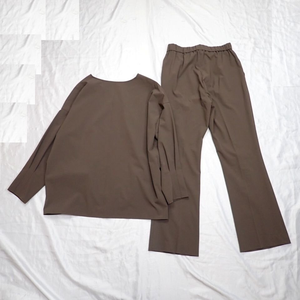 ★MOGA/モガ フルダル2WAYストレッチ セットアップ/長袖ブラウス+ロングパンツ/レディースM～L相当/ブラウン&2130500026_画像2