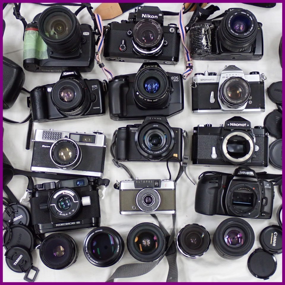 ☆1円 カメラ 大量セット/Canon EOS650/Kiss/D70/Nikomat/NIKONOS-III/オリンパス PEN-EE/MINOLTA 他/レンズ/ジャンク扱い&2136500055_画像1