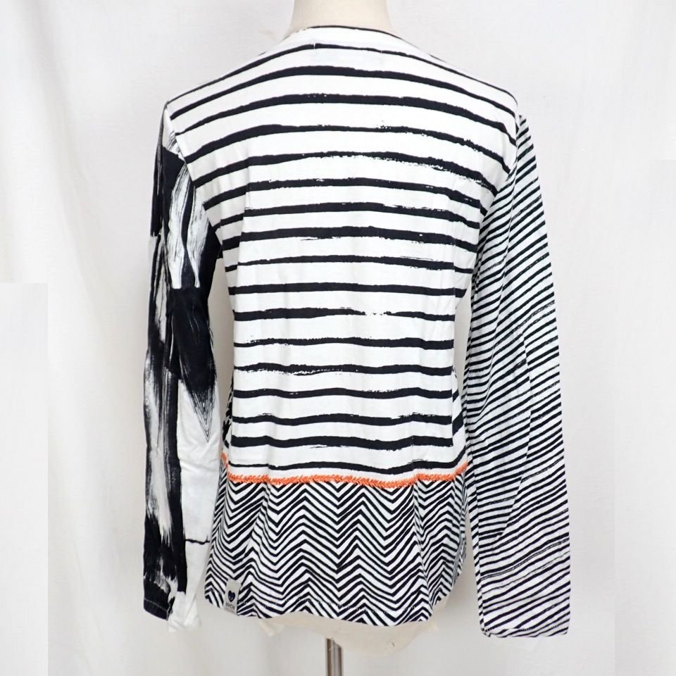 *Paul Smith/ Paul Smith POTTERY футболка с длинным рукавом женский M/ черный × "теплый" белый серия / хлопок 100%/ long T&2040200029