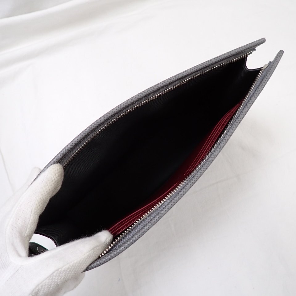 ★未使用 LOUIS VUITTON/ルイヴィトン タイガレザー ヴォワヤージュ クラッチバッグ M59147/グレー/セカンドバッグ/袋・箱付き&1843300183_画像4