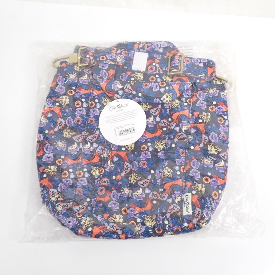 ★未使用 Cath Kidston/キャスキッドソン 2wayハンドバッグ ダークグレー×パープル系/花柄/ショルダーベルト付き&2104600038_画像9