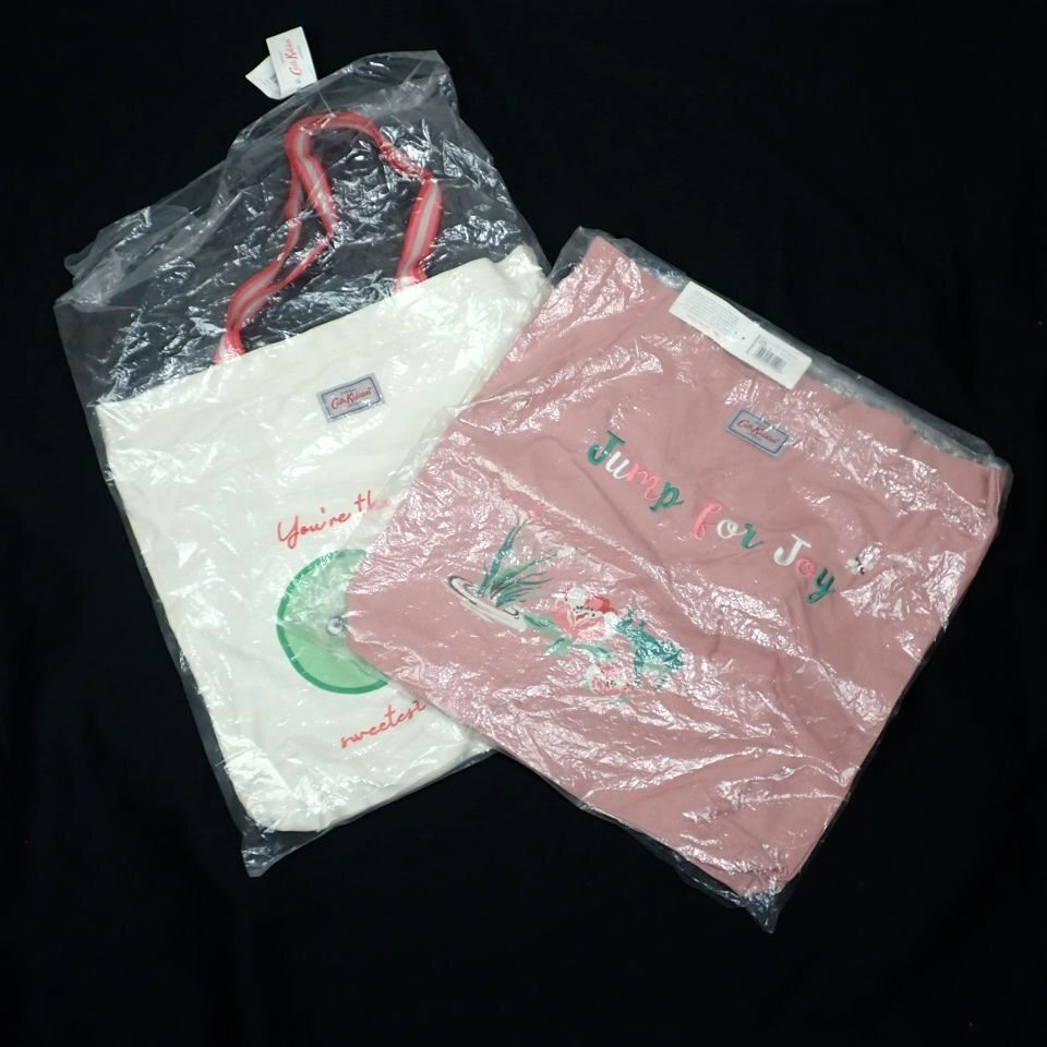 ★未使用 Cath Kidston/キャスキッドソン トートバッグ 2点セット/オフホワイト/ピンク/肩掛けOK/A4サイズ対応&2104600035_画像8