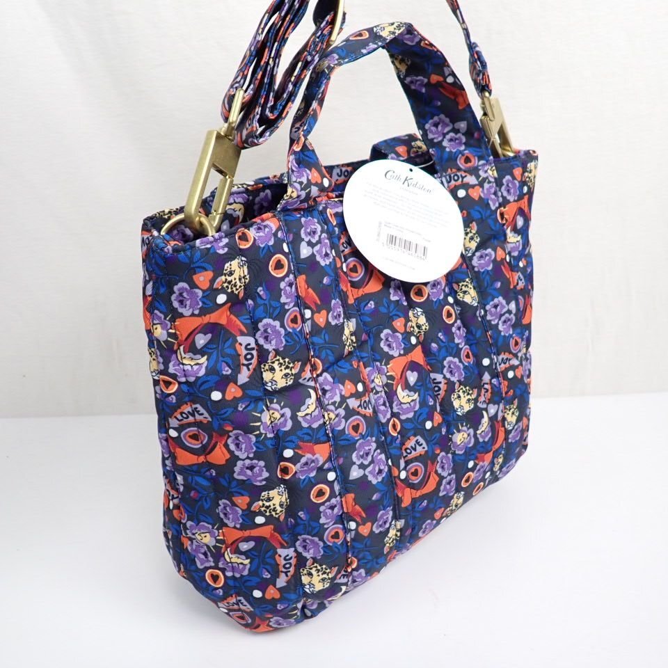 ★未使用 Cath Kidston/キャスキッドソン 2wayハンドバッグ ダークグレー×パープル系/花柄/ショルダーベルト付き&2104600038_画像2