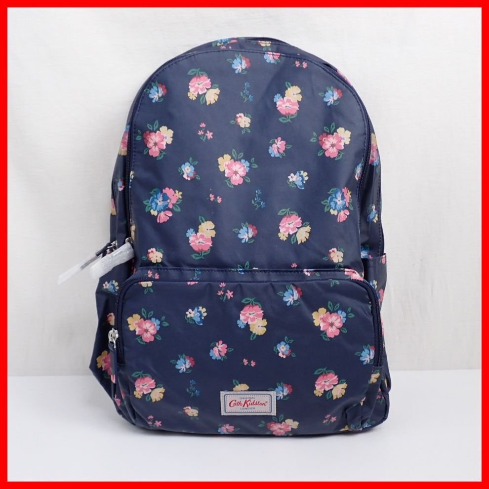 ★未使用 Cath Kidston/キャスキッドソン バックパック ダークネイビー/花柄/リュックサック/デイパック/鞄&2104600036_画像1