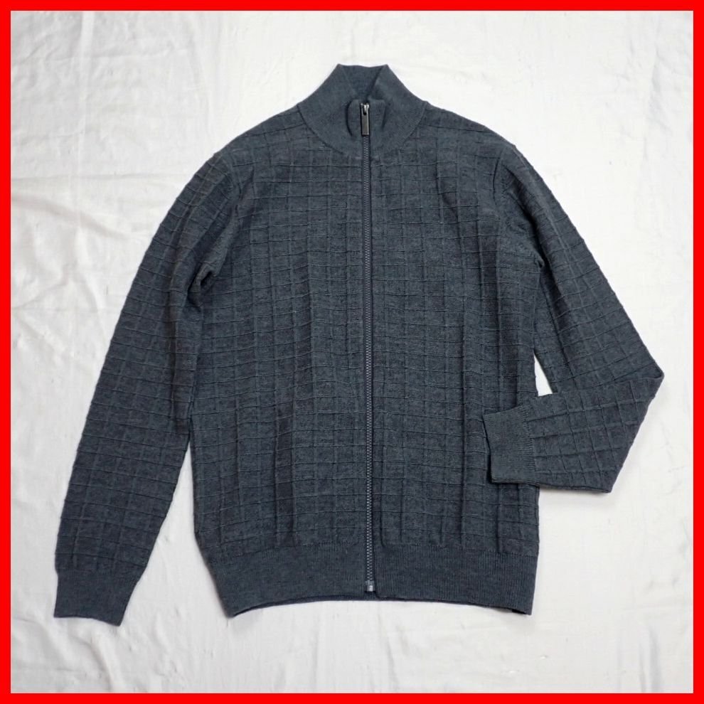 ★美品 カルバンクラインプラティナム ジップアップ ニットジャケット メンズM/ダークグレー/ウール混&2032300359_画像1
