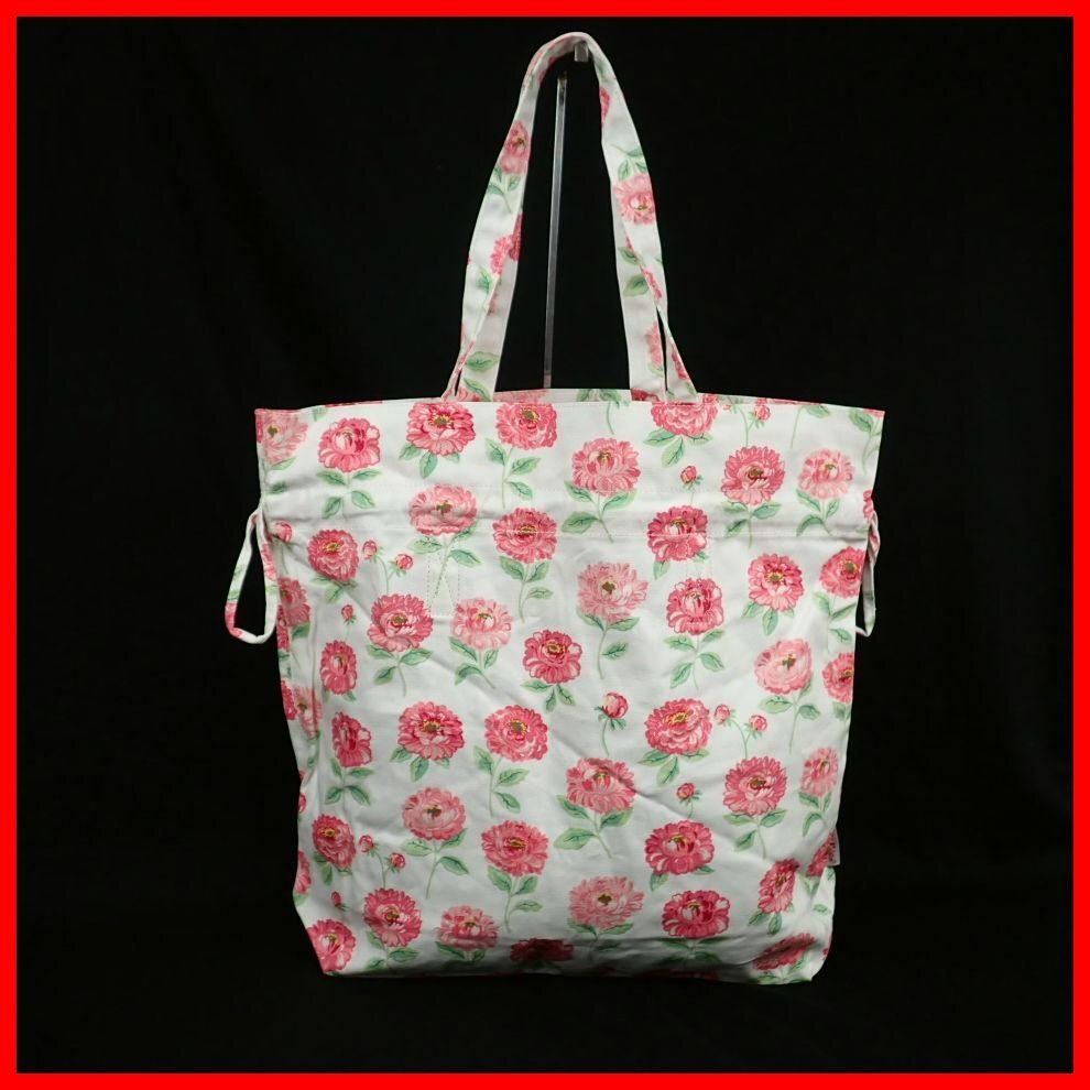 ★未使用 Cath Kidston/キャスキッドソン ヒッチトート ショッパー ダリア/オフホワイト/花柄/肩掛けOK/バッグ&2104600041_画像1