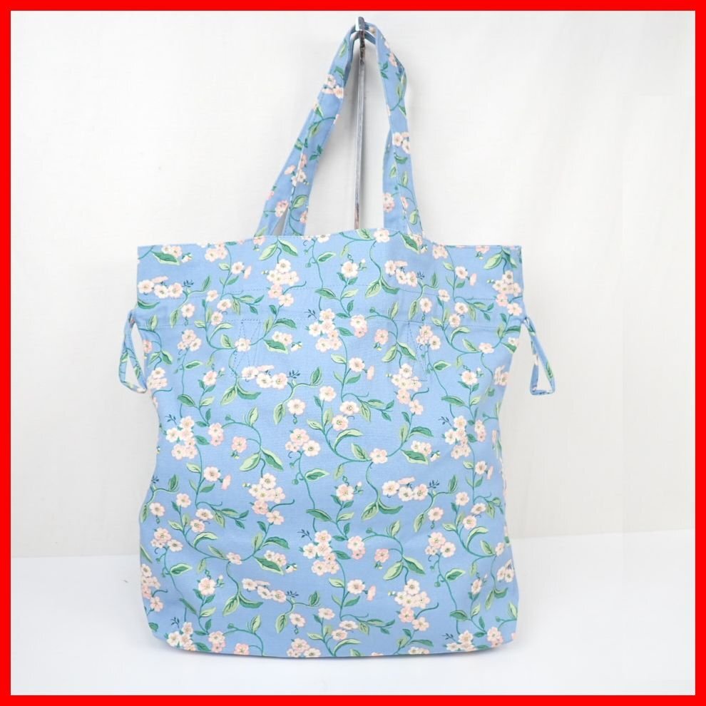 ★未使用 キャスキッドソン ヒッチ トートバッグ Forget me not/忘れな草 ミッドブルー/コットン100%/肩掛けOK&2104600054_画像1