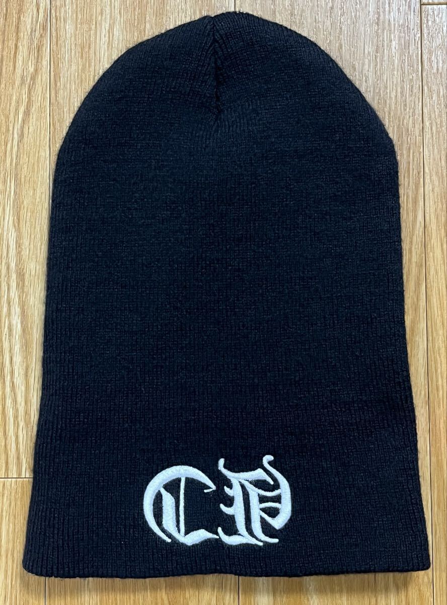 【美品】CHROME HEARTS クロムハーツ ニット帽子　CH刺繍入り ウール素材 黒 _画像3