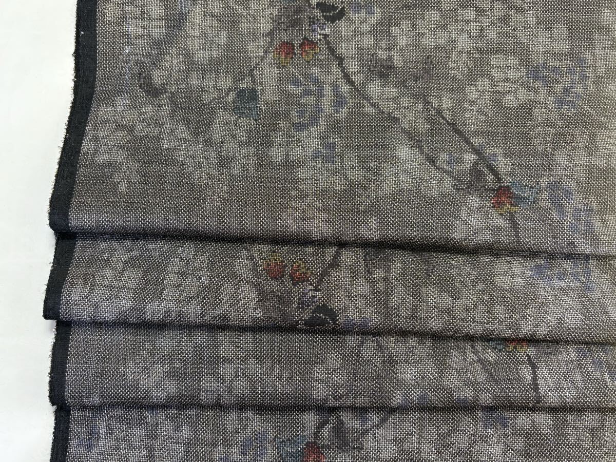 着物リメイク★ 正絹★ 紬★ 焦茶色★草花★シャツカラー、ロングフレアーワンピース_画像5