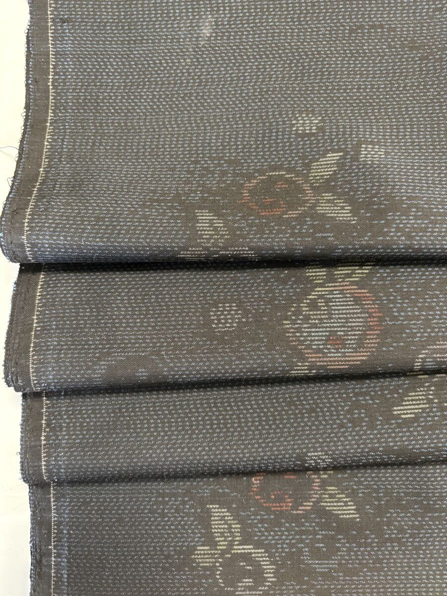 着物リメイク★ 正絹★ 紬（躾付未使用）★ 紺色★ 胸元Vカット、ロングフレアーワンピース_画像6