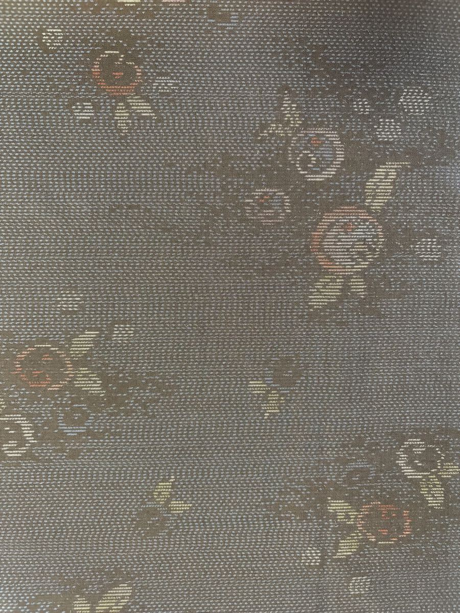 着物リメイク★ 正絹★ 紬（躾付未使用）★ 紺色★ 胸元Vカット、ロングフレアーワンピース_画像7