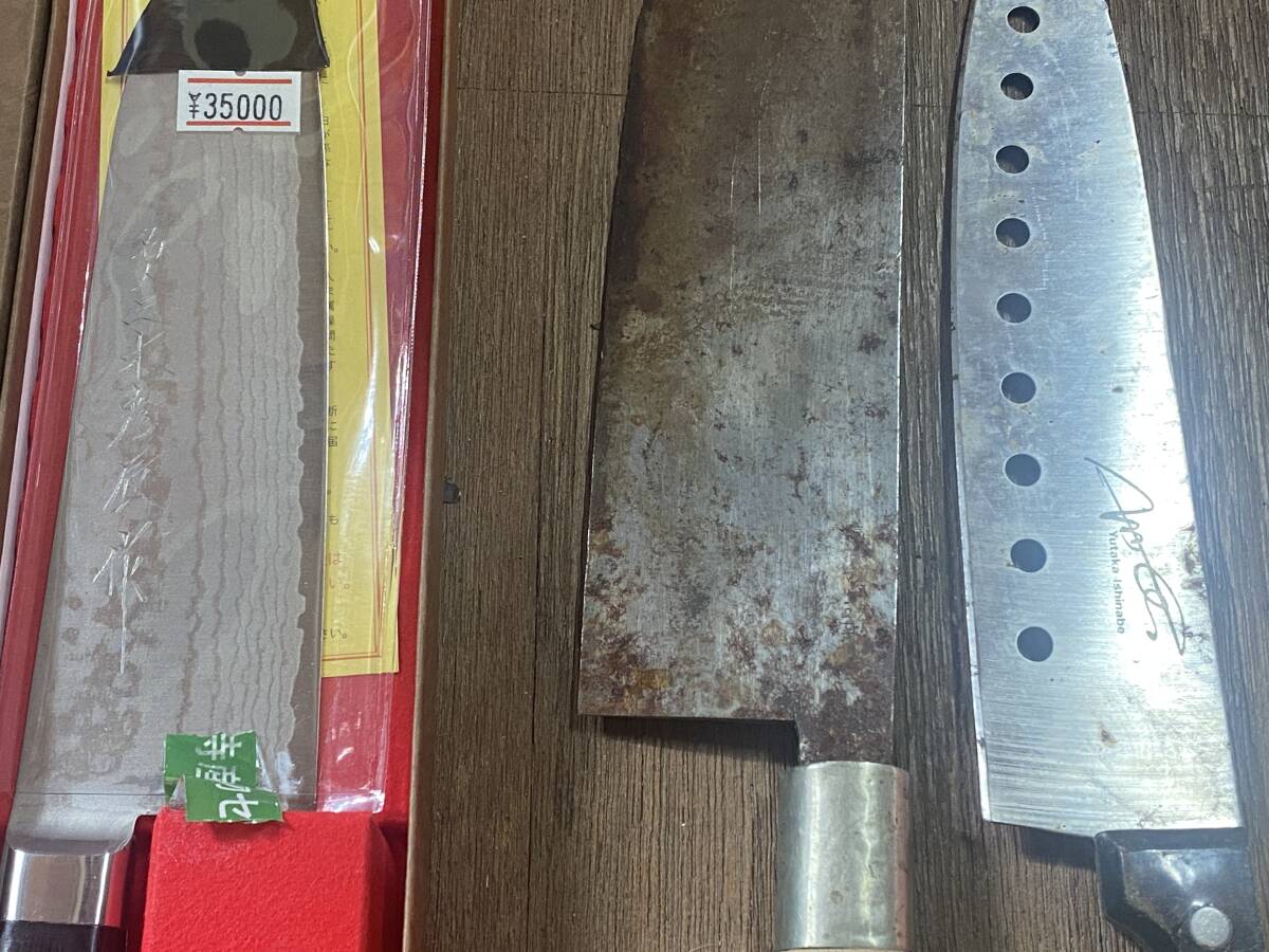 E-1331 [ включение в покупку не возможно ]980 иен ~ текущее состояние товар кухонный нож суммировать 20 позиций комплект три дерево .. произведение / Sakai Kiyoshi . произведение / правильный . произведение и т.п. режущий инструмент кухонная утварь нож 