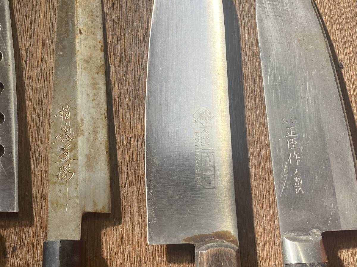 E-1331 [ включение в покупку не возможно ]980 иен ~ текущее состояние товар кухонный нож суммировать 20 позиций комплект три дерево .. произведение / Sakai Kiyoshi . произведение / правильный . произведение и т.п. режущий инструмент кухонная утварь нож 