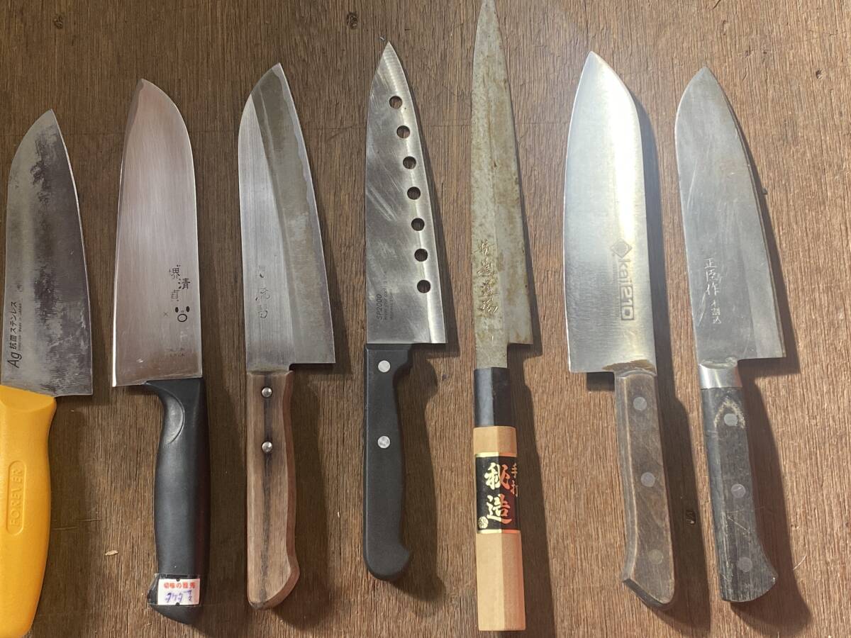 E-1331 [ включение в покупку не возможно ]980 иен ~ текущее состояние товар кухонный нож суммировать 20 позиций комплект три дерево .. произведение / Sakai Kiyoshi . произведение / правильный . произведение и т.п. режущий инструмент кухонная утварь нож 