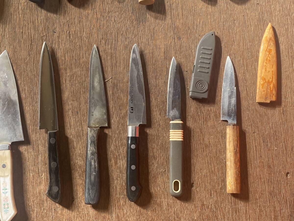 E-1331 [ включение в покупку не возможно ]980 иен ~ текущее состояние товар кухонный нож суммировать 20 позиций комплект три дерево .. произведение / Sakai Kiyoshi . произведение / правильный . произведение и т.п. режущий инструмент кухонная утварь нож 