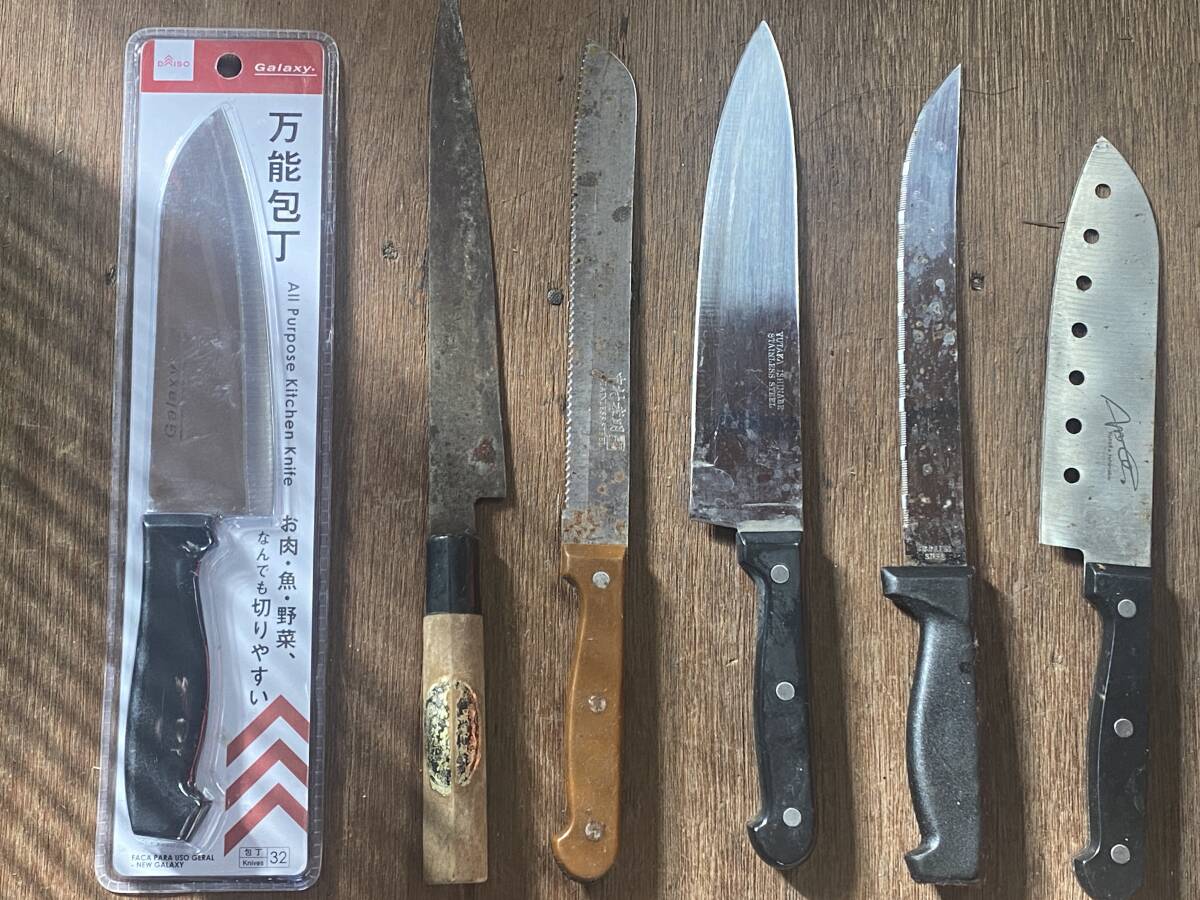 E-1333 [ включение в покупку не возможно ]980 иен ~ текущее состояние товар кухонный нож суммировать 20 позиций комплект Nakamura . Akira /. изначальный / старый криптомерия и т.п. режущий инструмент кухонная утварь товары для кухни нож 