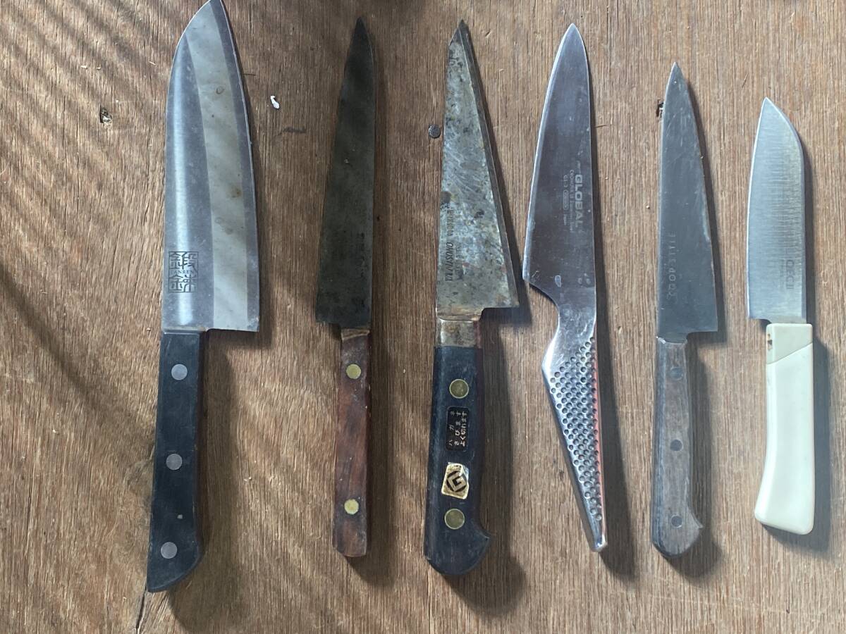 E-1333 [ включение в покупку не возможно ]980 иен ~ текущее состояние товар кухонный нож суммировать 20 позиций комплект Nakamura . Akira /. изначальный / старый криптомерия и т.п. режущий инструмент кухонная утварь товары для кухни нож 