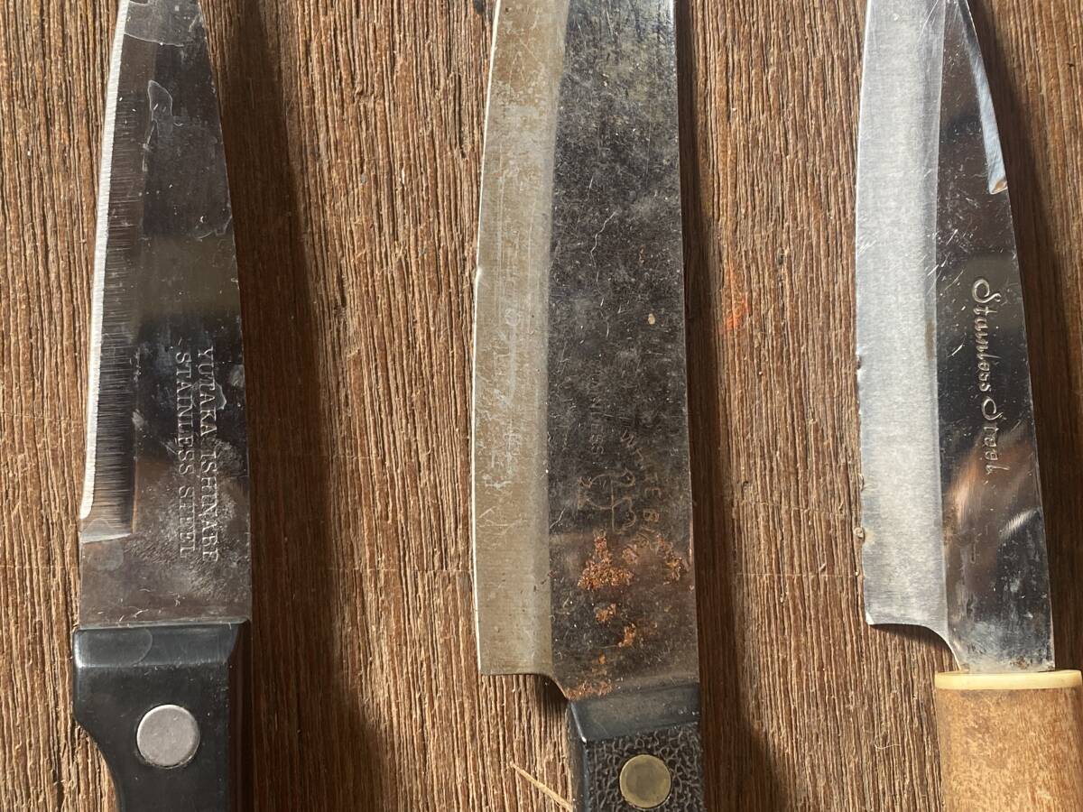 E-1333 [ включение в покупку не возможно ]980 иен ~ текущее состояние товар кухонный нож суммировать 20 позиций комплект Nakamura . Akira /. изначальный / старый криптомерия и т.п. режущий инструмент кухонная утварь товары для кухни нож 