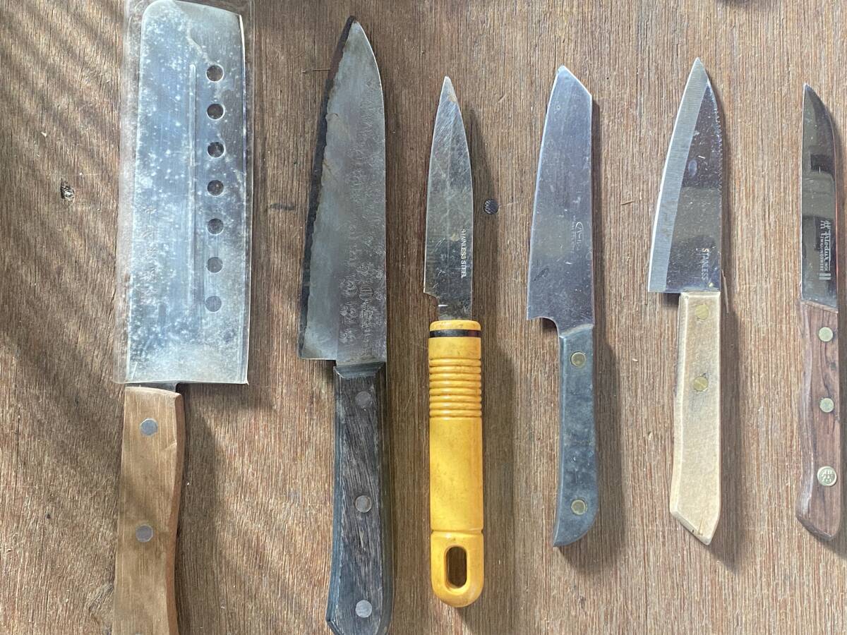 E-1335 [ включение в покупку не возможно ]980 иен ~ текущее состояние товар кухонный нож суммировать 20 позиций комплект tojiro произведение / Nakamura . Akira /.. и т.п. режущий инструмент кухонная утварь товары для кухни нож 