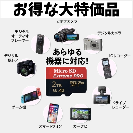 ★２枚セット★　新品 マイクロSDカード 2TB microSDカード SDカード 検索用→ 1TB 512GB 256GB 128GB 64GB 32GB 2テラ などをお探しの方_画像2