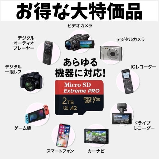 【 新品 特別特価品 】 マイクロSDカード 2TB microSDカード SDカード 検索用→ 1TB 512GB 256GB 128GB 64GB 32GB 2テラ などをお探しの方_画像2
