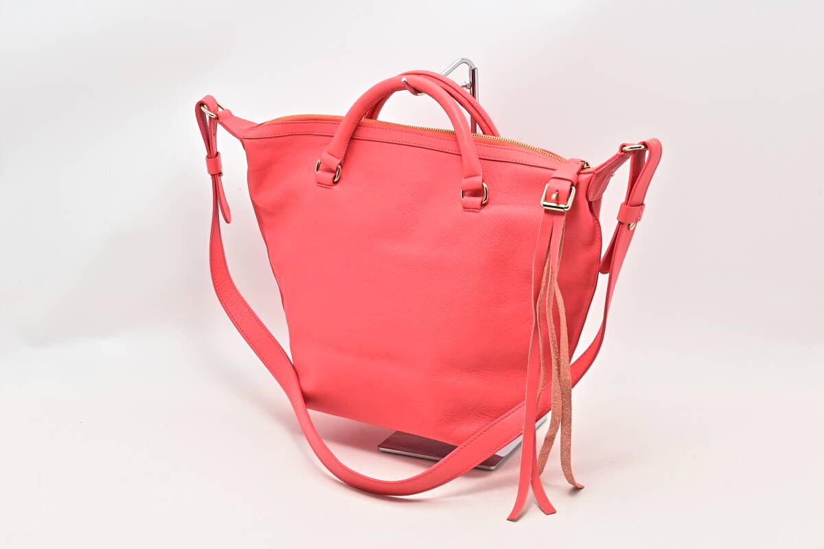 A2855 See By Chloe シーバイクロエ サーモンピンク ２WAY ショルダー ハンド バッグ レザー 肩掛け 斜め掛け 大容量 ブランド レディース _画像2
