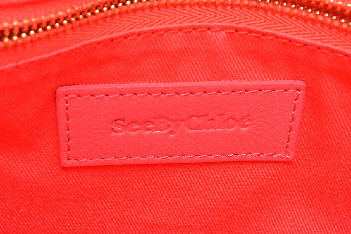 A2855 See By Chloe シーバイクロエ サーモンピンク ２WAY ショルダー ハンド バッグ レザー 肩掛け 斜め掛け 大容量 ブランド レディース _画像8