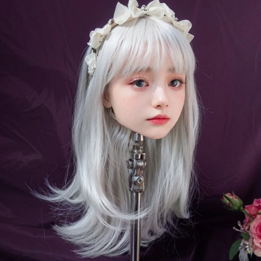 ドールヘッド 等身大リアルドール用 TPE製 カスタムドールヘッド M16接続 ウィッグ付き T_画像2