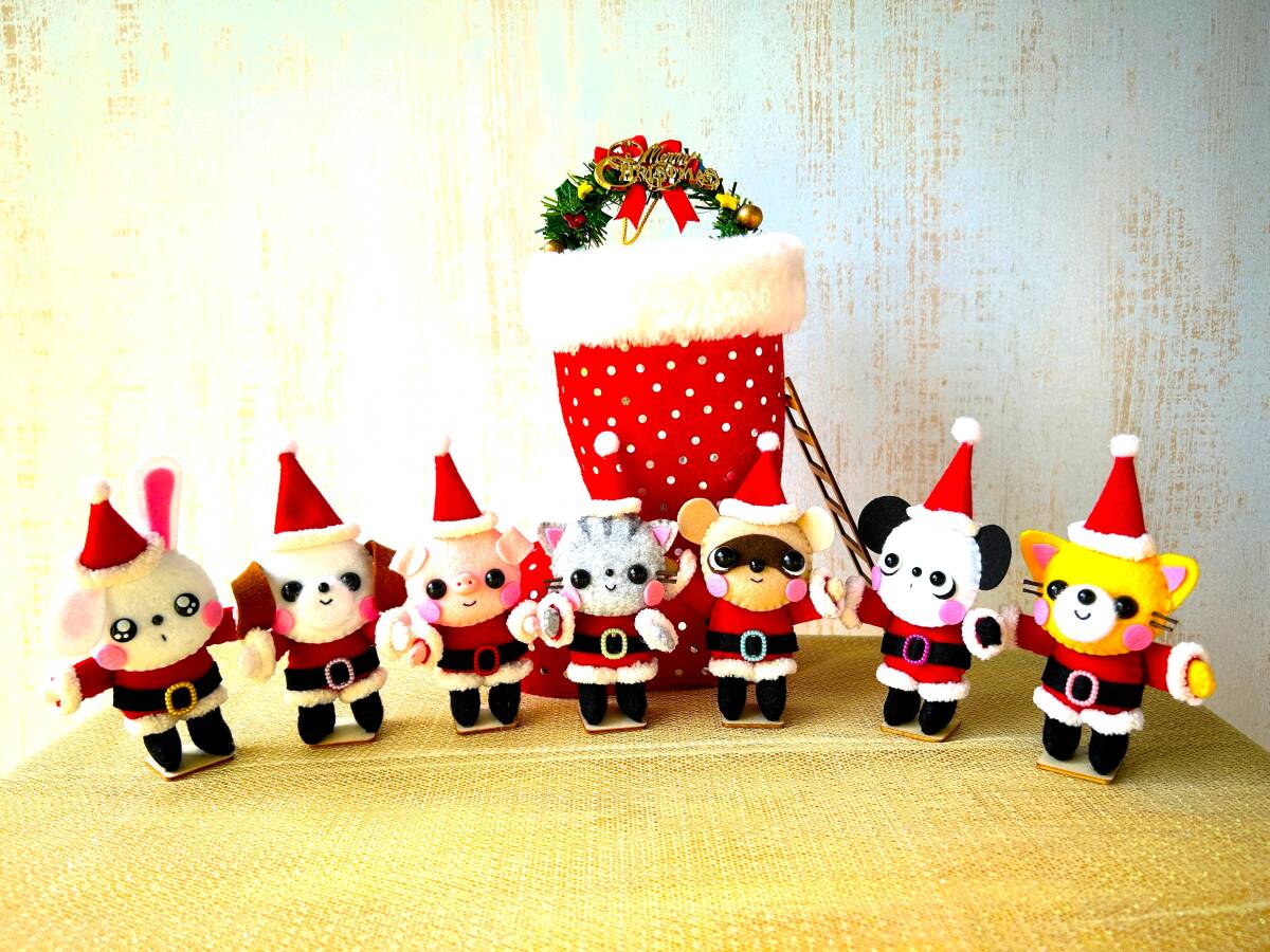 HAPPY*ハンドメイド*フェルト*置き飾り*飾り物*クリスマス*インテリア*ブーツ*リース*はしご*動物*ぶた*うさぎ*猫*犬*パンダ*狸*きつね*_画像2