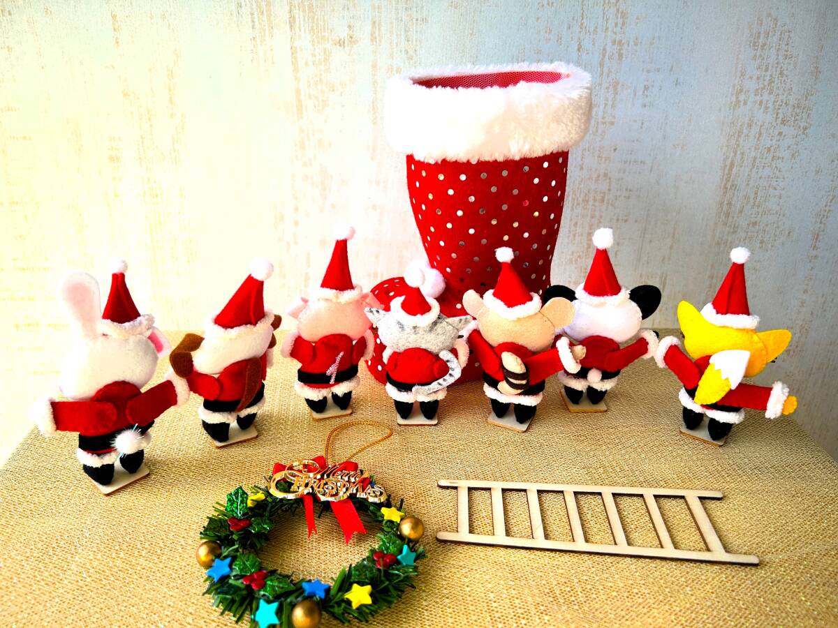 HAPPY*ハンドメイド*フェルト*置き飾り*飾り物*クリスマス*インテリア*ブーツ*リース*はしご*動物*ぶた*うさぎ*猫*犬*パンダ*狸*きつね*_画像10