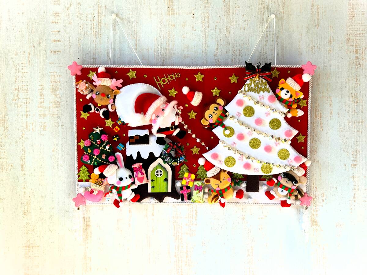 HAPPY* ручная работа * фетр * цельный гобелен * стена украшение * интерьер * Рождество * tree * lease * подарок * солнечный ta* животное * носки