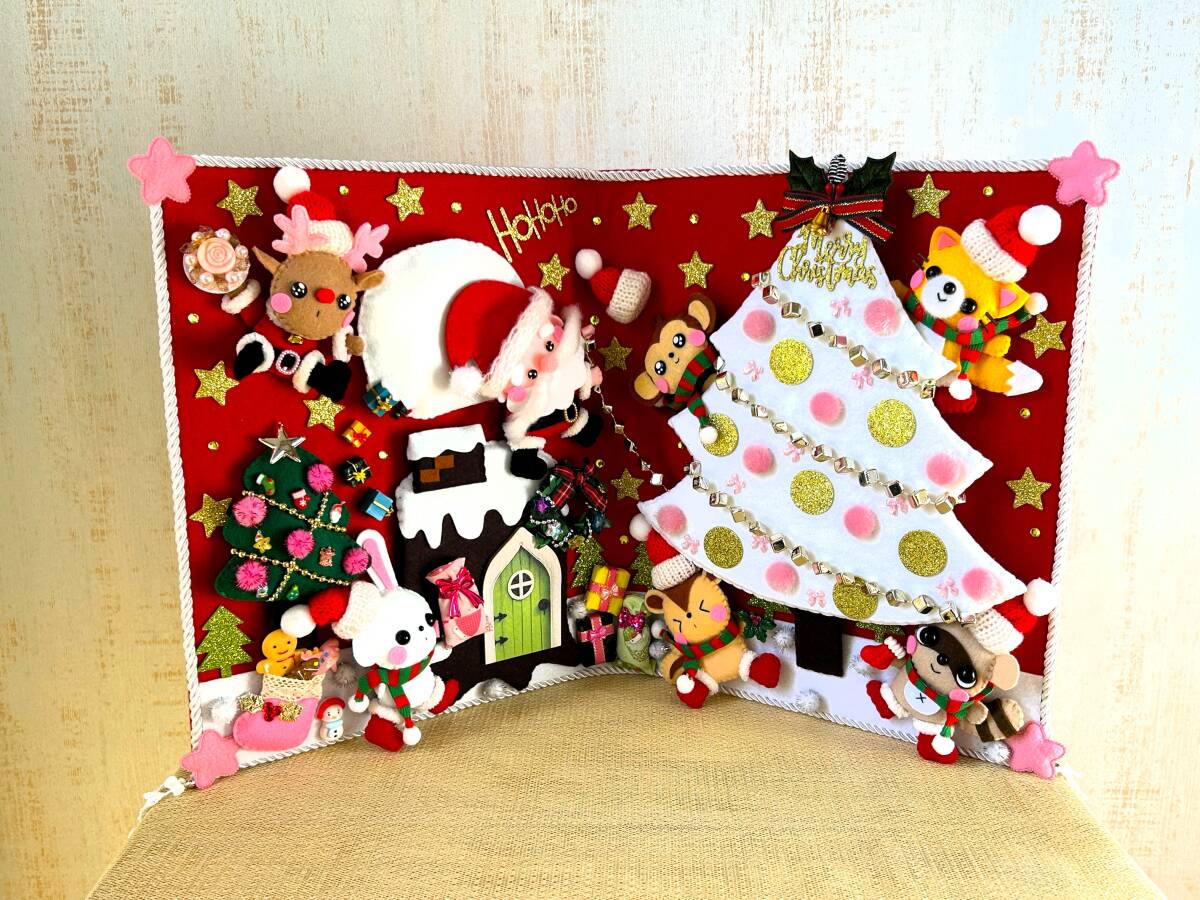 HAPPY* ручная работа * фетр * цельный гобелен * стена украшение * интерьер * Рождество * tree * lease * подарок * солнечный ta* животное * носки