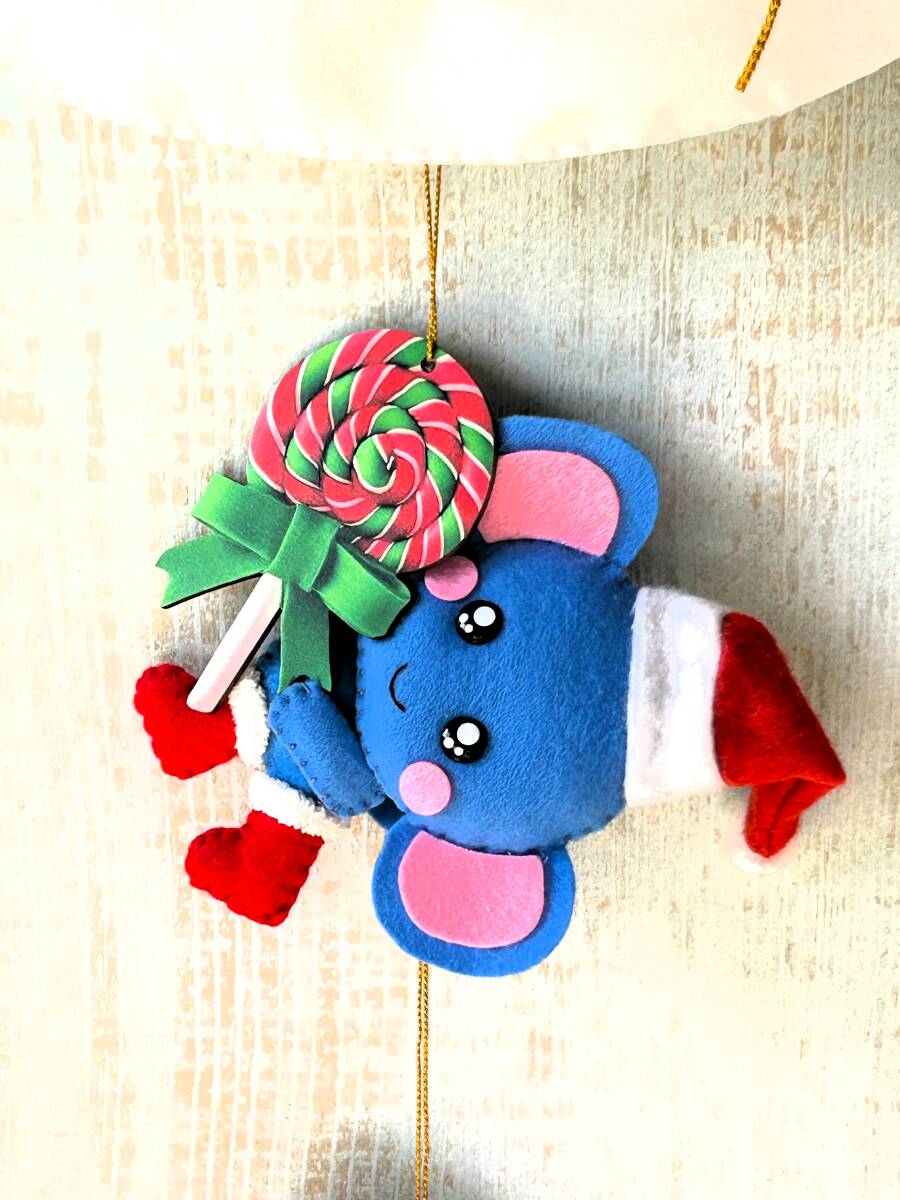 HAPPY*ハンドメイド*フェルト*クリスマス*リース*壁飾り*インテリア*サンタ*プレゼント*ケーキ*靴下*ゾウ*パンダ*キリン*_画像4