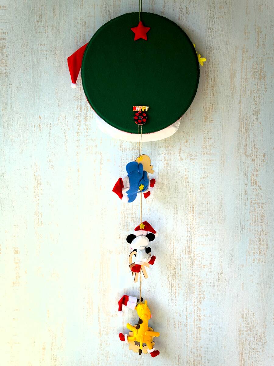 HAPPY*ハンドメイド*フェルト*クリスマス*リース*壁飾り*インテリア*サンタ*プレゼント*ケーキ*靴下*ゾウ*パンダ*キリン*_画像10