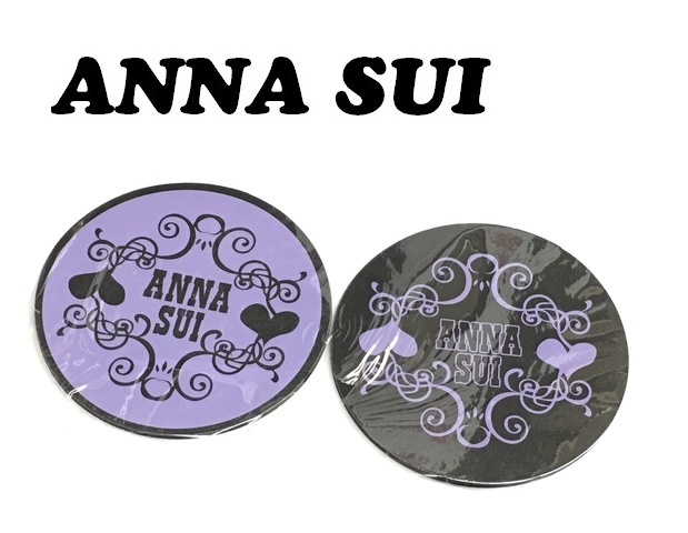 【ANNA SUI】(NO.7722)アナスイ コースター2枚セット　ブラック＆パープル　軽量　ロゴ入り　ノベルティ　未使用　非売品_画像1