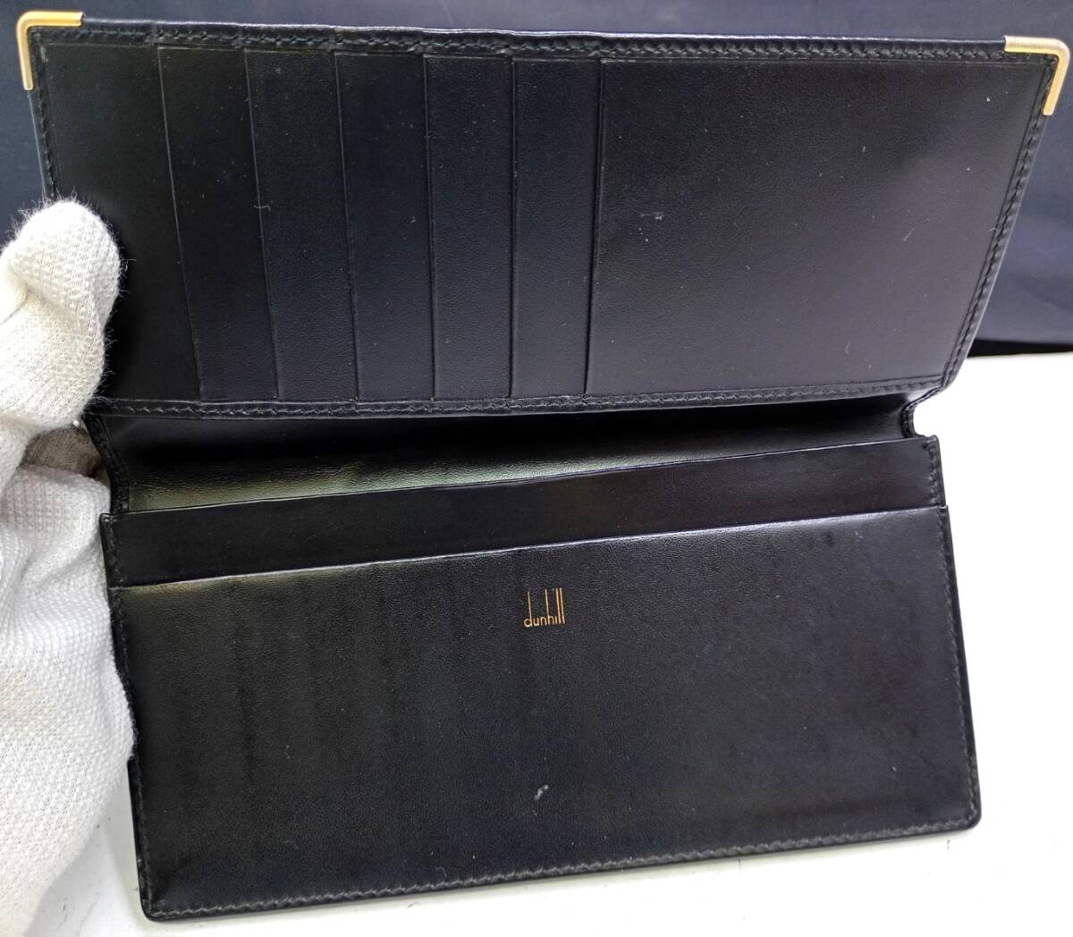 dunhill■ダンヒル ロング ウォレット 二つ折り 長財布 レザー ブラック 黒■中古品 Dunhill_画像6