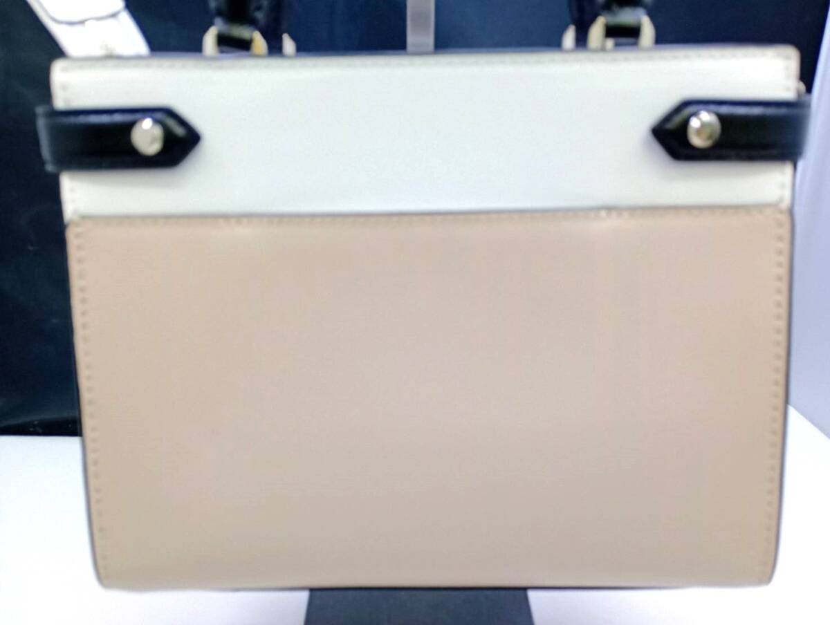 Kate Spade■ケイト スペード ステイシー カラーブロック サッチェル 2way ハンド ショルダー バッグ レザー ベージュ系■中古品_画像3